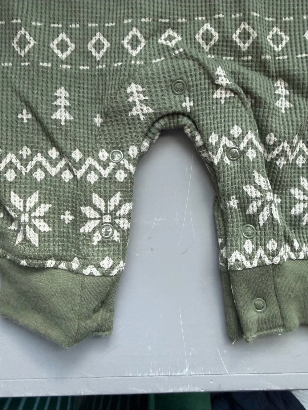 Olive Green Knit Holiday One-Piece Romper